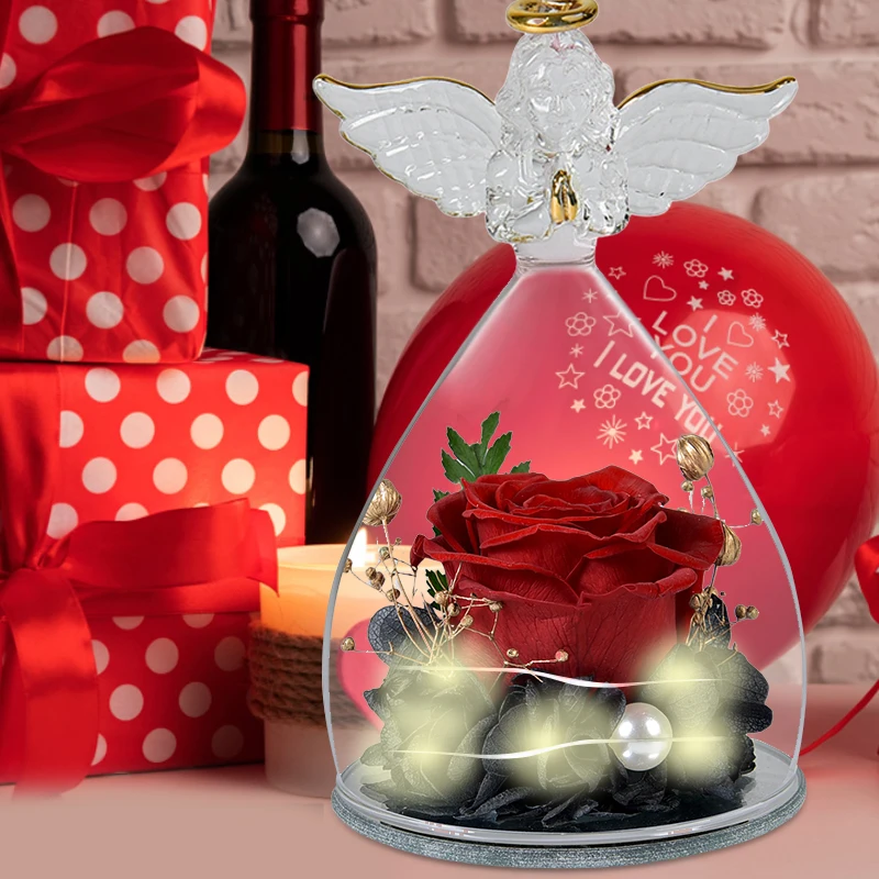 Little Angel Preserved Roses In Glass Dome