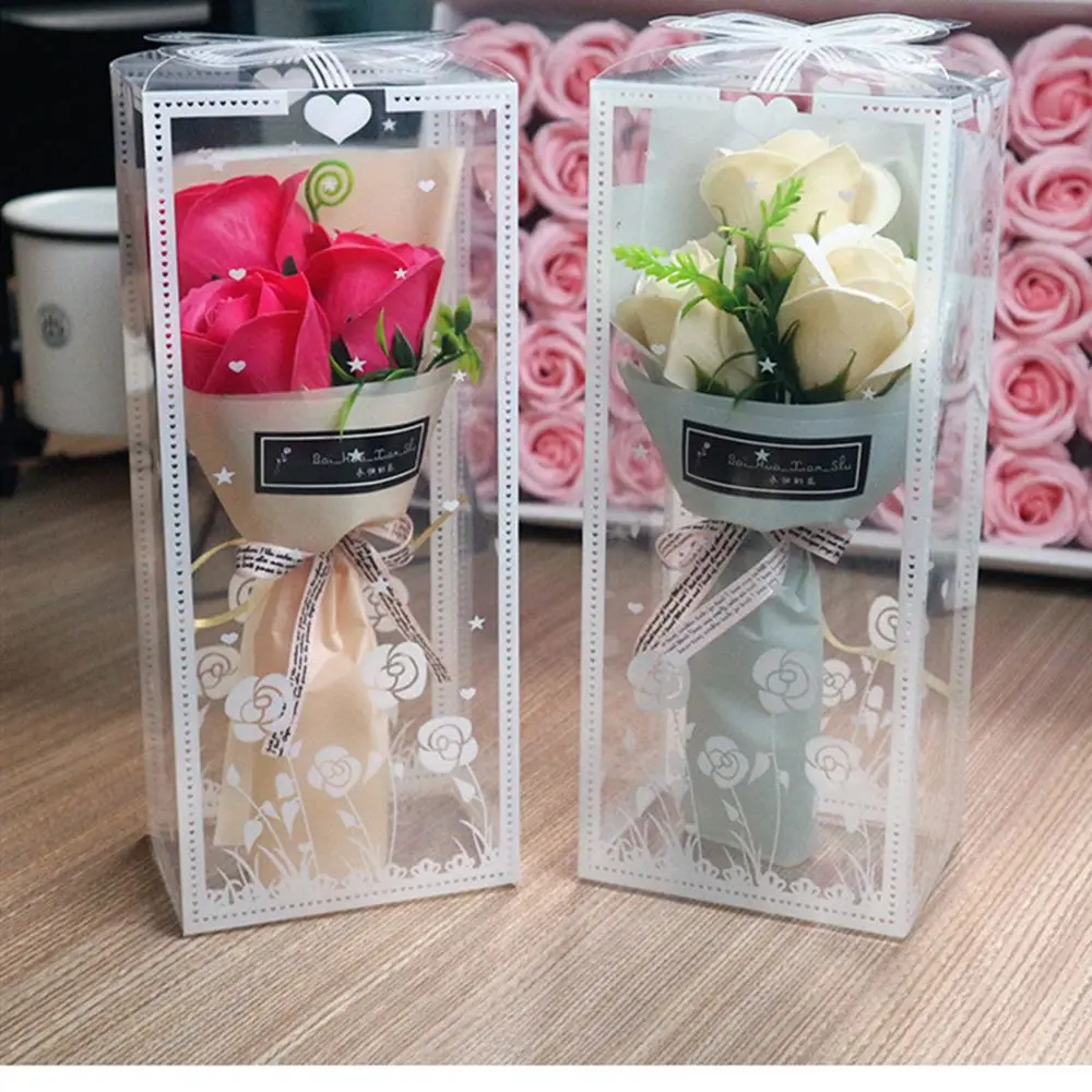 3 Heads Artificial Rose Bouquet With Gift Box