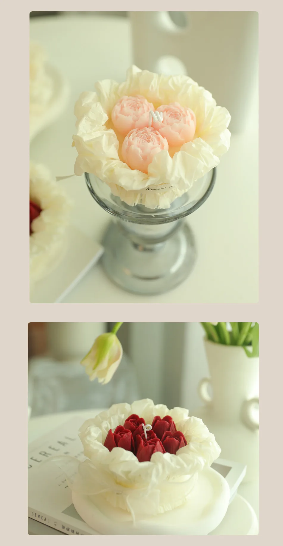 Handmade Rose Flower Scented Candles