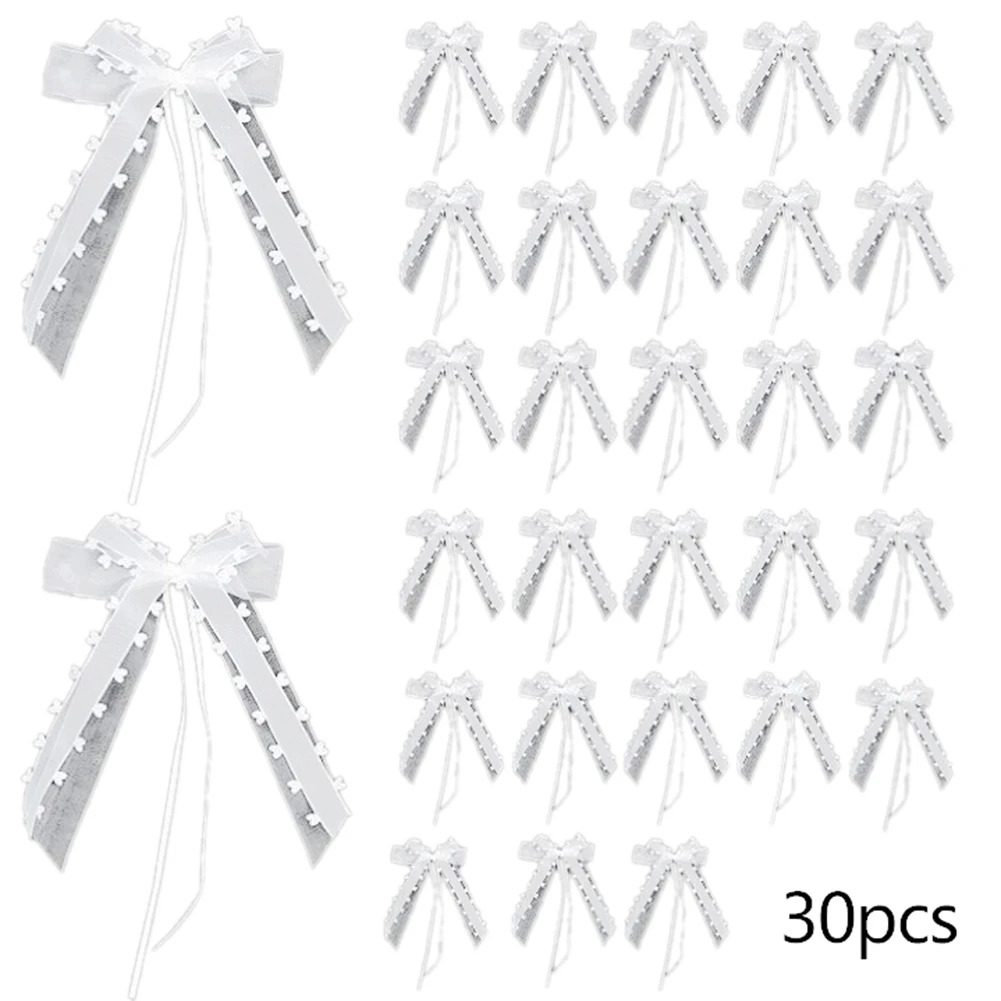 30pcs/set White Bows Ribbons For Decoration