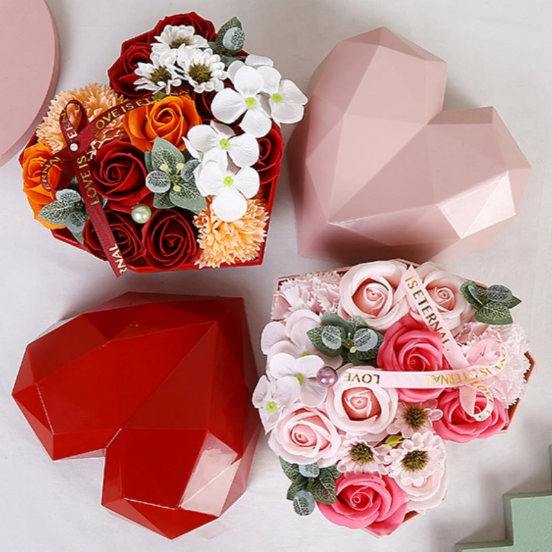 Soap Flowers In Heart Shaped Gift Box