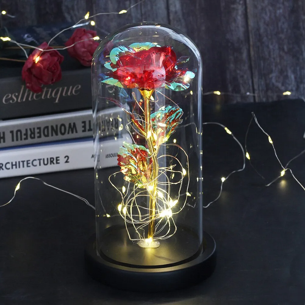Eternal Rose In Glass Dome With LED Light
