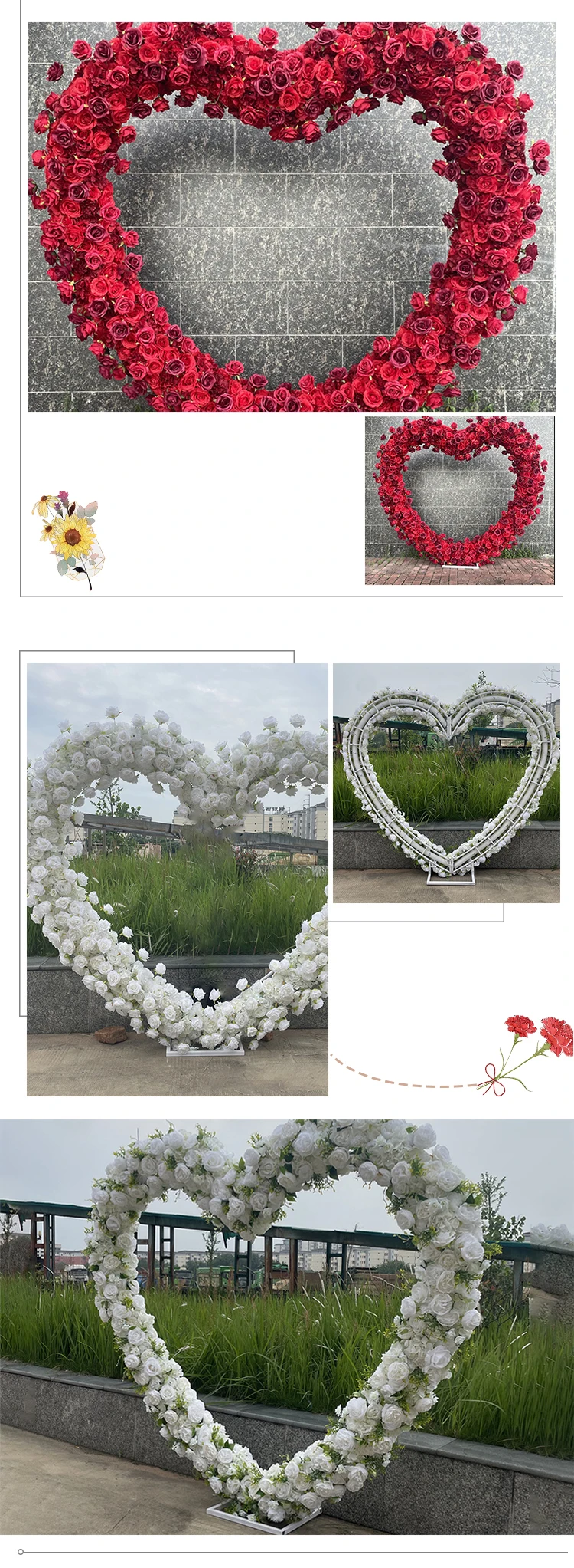 Luxury Red 5D Floral Arrangement With Heart-Shaped Frame