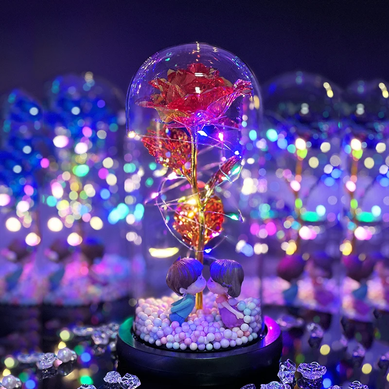 Crystal Eternal Rose Under Glass Dome
